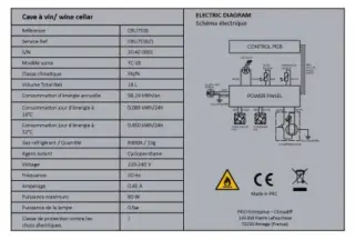 Schéma de la notice Climadiff CBU51S2B : plaque signalétique